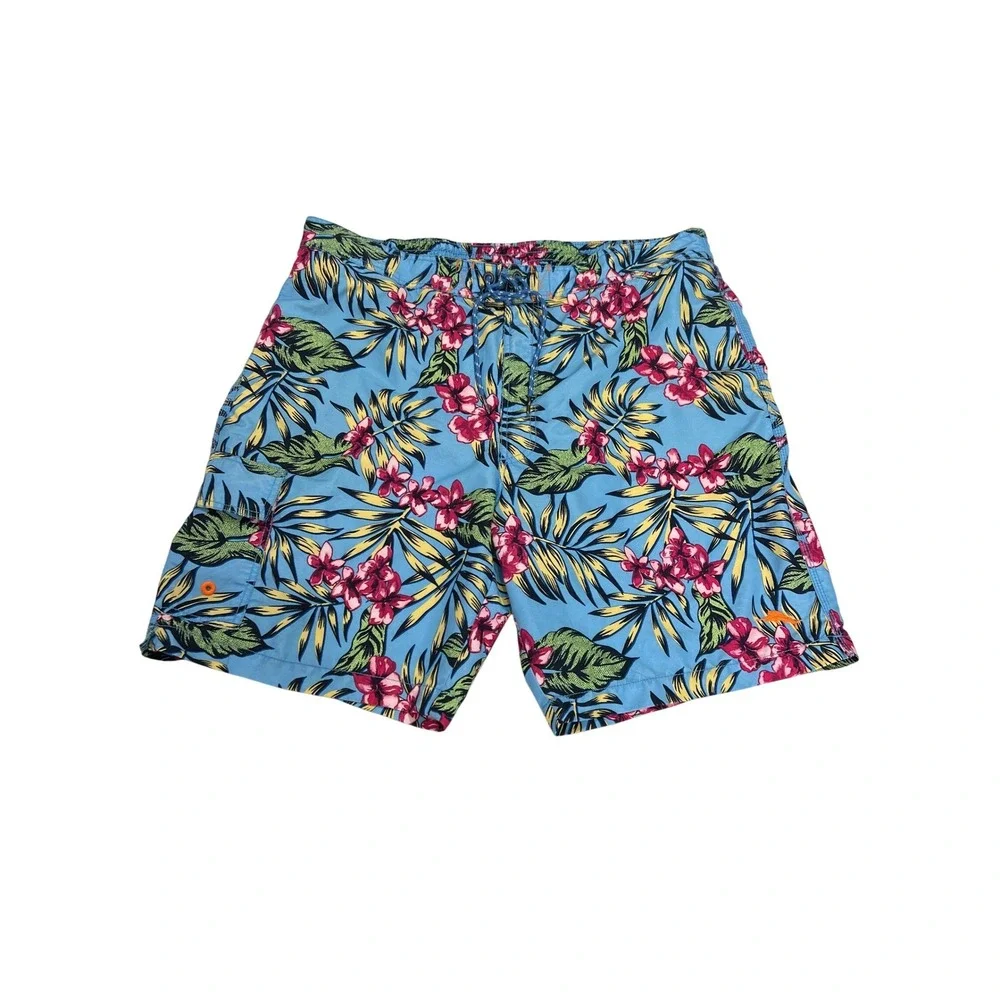 Tommy Bahama Swim Trunk Men XL Blue Floral Tropical Cargo Pocket Board Short F25